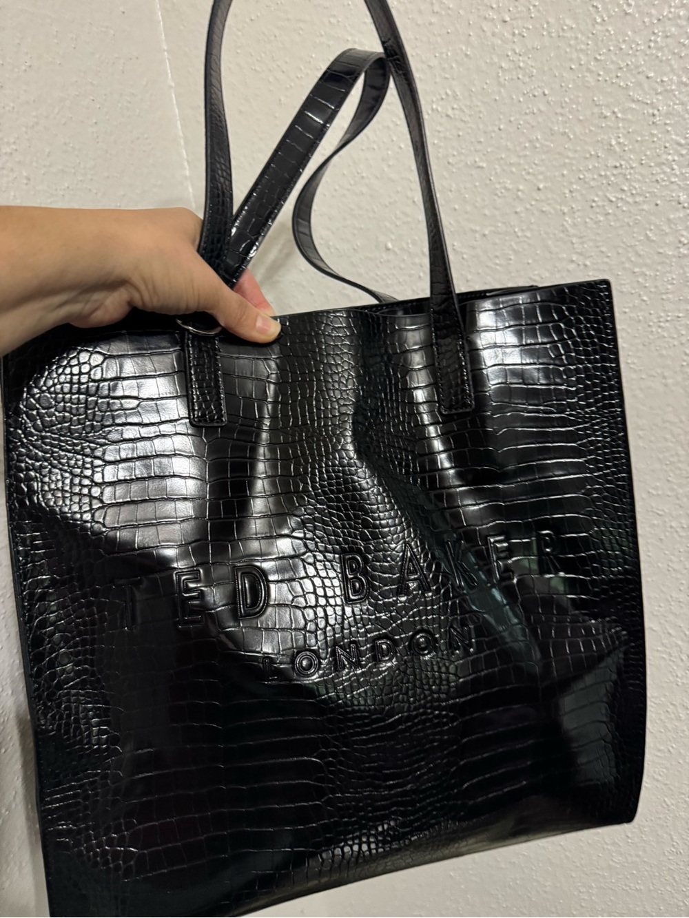 Ted Baker London Black Croc-Embossed Tote